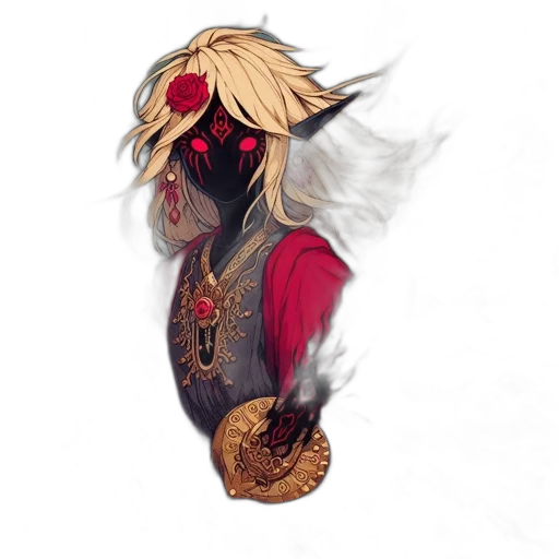 mask, dragon, staff, face, fantasy art, concept art, pixel art, watercolor transparent PNG cut-out