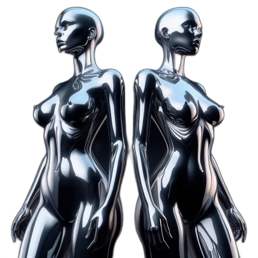 robot, dress, jewelry, concept art, 3d render, comic book art, photorealistic, monochrome transparent PNG cut-out