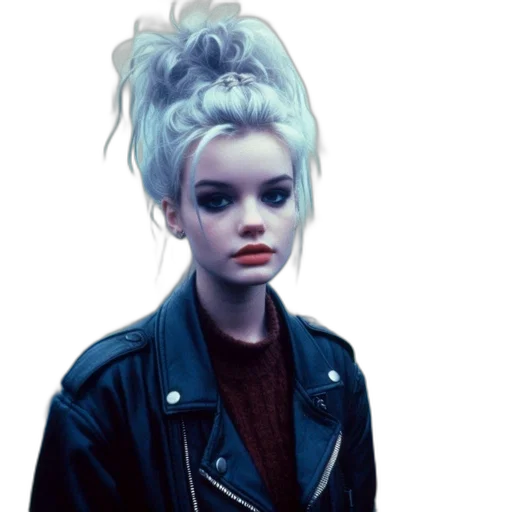 jacket, hair, face, creature, photorealistic, concept art, cartoon, cyberpunk transparent PNG cut-out