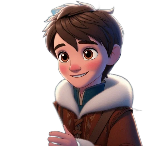 jacket, face, staff, cartoon, 3d render, concept art, fantasy art, snow transparent PNG cut-out
