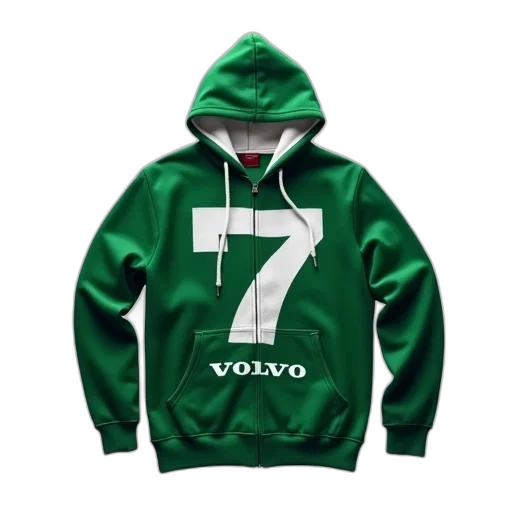 jacket, 3d render, green, hoodie, white, collar, graphic, front transparent PNG cut-out