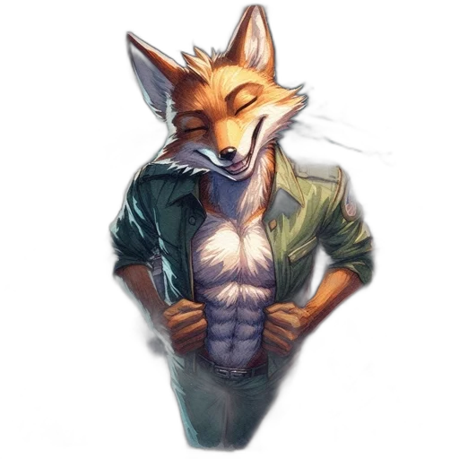 jacket, animal, staff, watercolor, concept art, pixel art, fantasy art, colorful transparent PNG cut-out