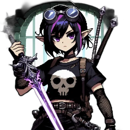 weapon, staff, sword, pixel art, cyberpunk, fantasy art, concept art, dark transparent PNG cut-out