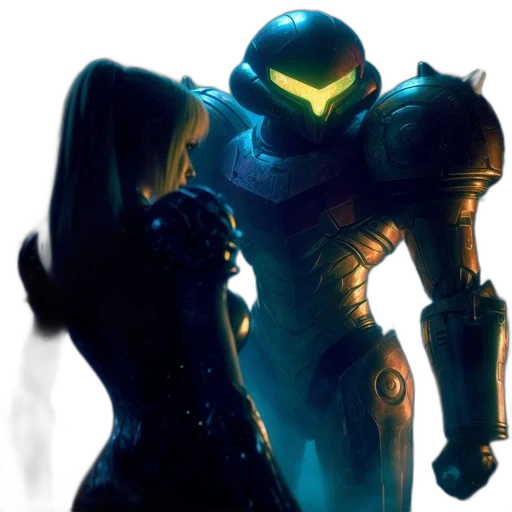 robot, mask, concept art, cyberpunk, fantasy art, 3d render, outer space, golden transparent PNG cut-out