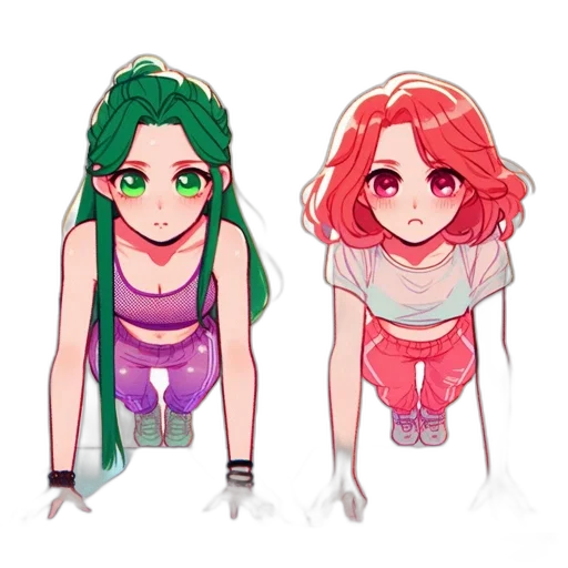 pixel art, anime, concept art, watercolor, green, colorful, neon, red transparent PNG cut-out