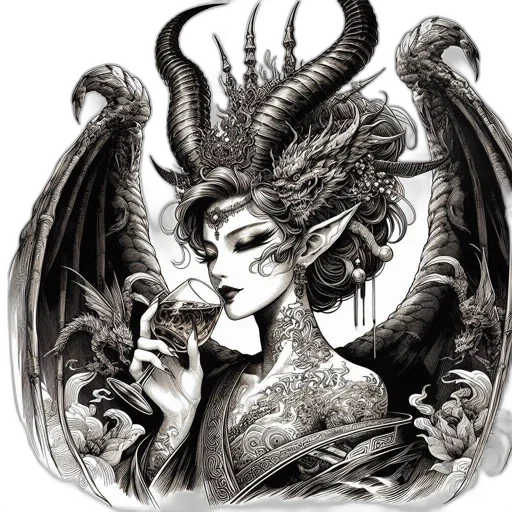 dragon, fantasy art, concept art, comic book art, photorealistic, intricate, black, white transparent PNG cut-out