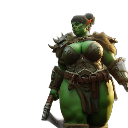 concept art, fantasy art, 3d render, green, armored, female, figure, akin transparent PNG cut-out