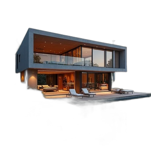 building, furniture, 3d render, photorealistic, concept art, earth tones, dark, modern transparent PNG cut-out