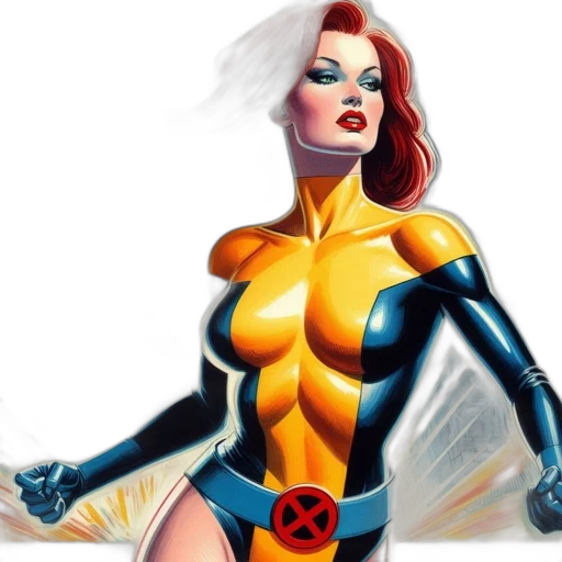 comic book art, concept art, fantasy art, 3d render, woman, red, hair, symbol transparent PNG cut-out