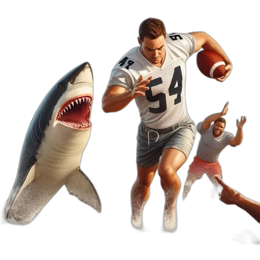 concept art, 3d render, underwater, beach, large, shark, approaches, several transparent PNG cut-out