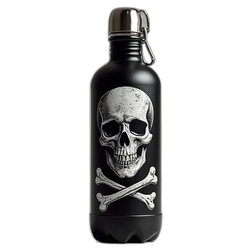 bottle, siggs, skull, crossbones, water, 600ml transparent PNG cut-out