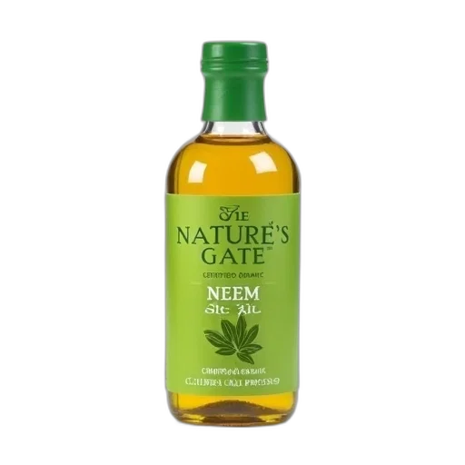bottle, nature, gate, neem, oil, certified, organic, cold-pressed transparent PNG cut-out