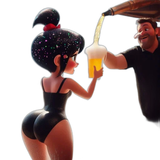hat, concept art, 3d render, outer space, underwater, animated, female, character transparent PNG cut-out