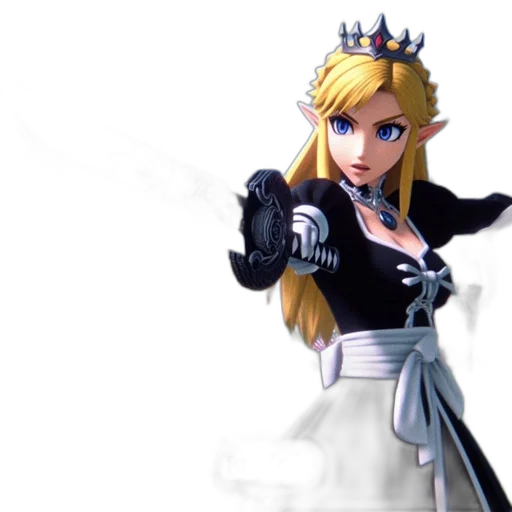 crown, 3d render, concept art, fantasy art, blonde-haired, female, character, blue transparent PNG cut-out