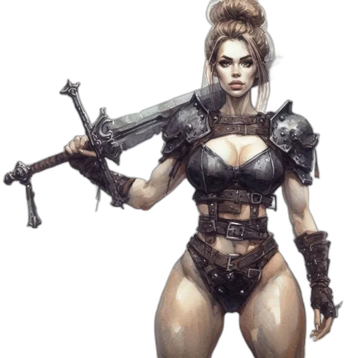 weapon, concept art, fantasy art, cyberpunk, comic book art, dark, fierce, female transparent PNG cut-out
