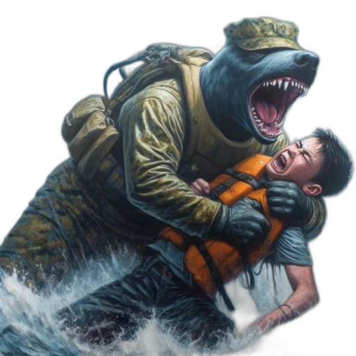 creature, concept art, comic book art, photorealistic, oil painting, underwater, dramatic, scene transparent PNG cut-out