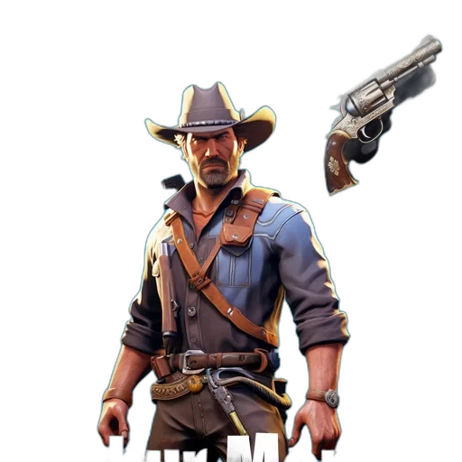 weapon, staff, jacket, hat, concept art, 3d render, pixel art, fantasy art transparent PNG cut-out