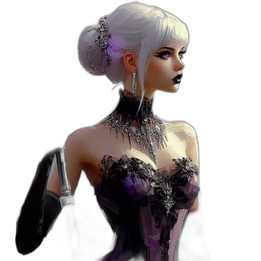 dress, fantasy art, concept art, cyberpunk, comic book art, dark, monochrome, blue transparent PNG cut-out