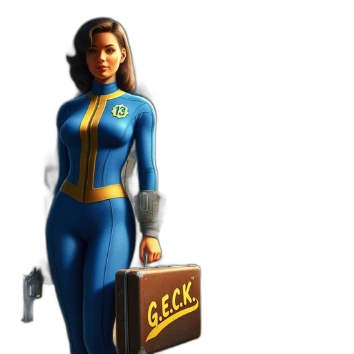 comic book art, concept art, 3d render, cartoon, woman, blue, outfit, yellow transparent PNG cut-out