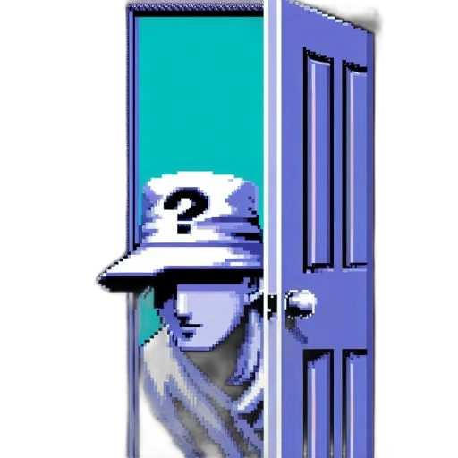 robot, hat, staff, furniture, vaporwave, pixel art, 3d render, concept art transparent PNG cut-out