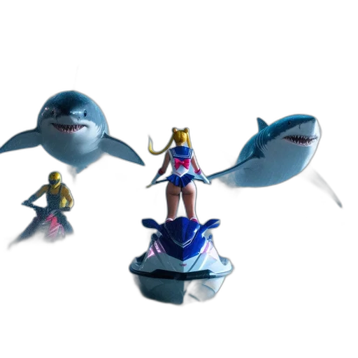 staff, 3d render, concept art, vaporwave, underwater, stormy, seascape, woman transparent PNG cut-out