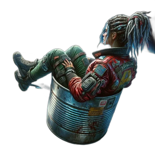 robot, bottle, weapon, creature, concept art, cyberpunk, comic book art, photorealistic transparent PNG cut-out