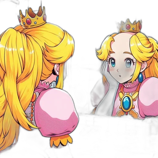 crown, hair, concept art, anime, 3d render, cartoon, pastel, animated transparent PNG cut-out