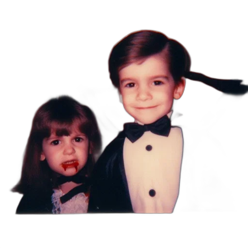 hair, two, young, children, one, dressed, like, vampire transparent PNG cut-out