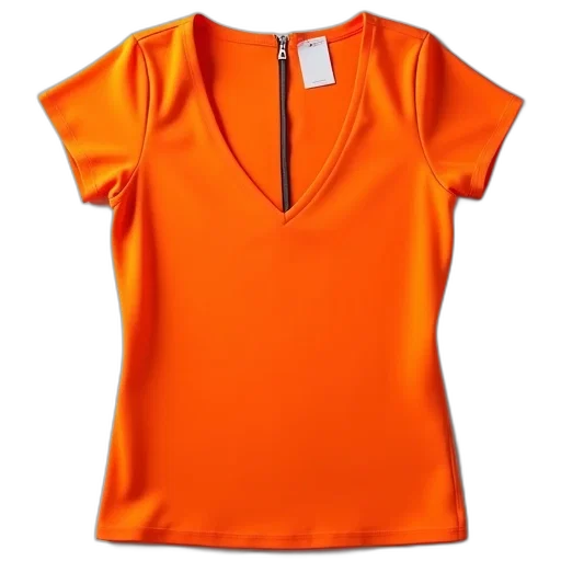 dress, neon, plain, orange, top, v-neckline, zipper, closure transparent PNG cut-out