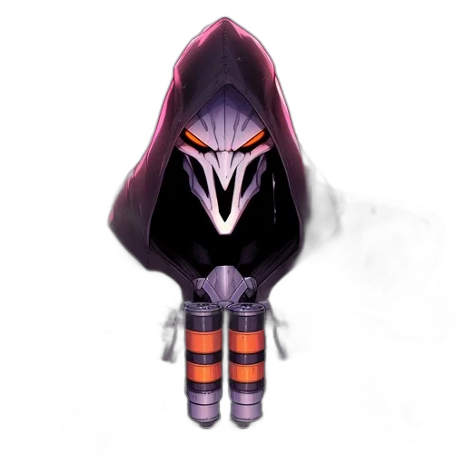 mask, jacket, creature, robot, concept art, pixel art, cyberpunk, 3d render transparent PNG cut-out