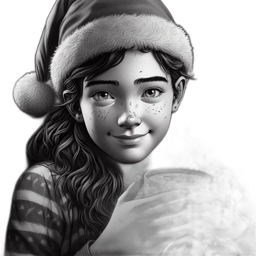 hat, face, photorealistic, pencil sketch, fantasy art, concept art, snow, young transparent PNG cut-out