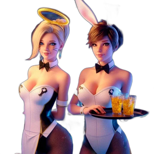 dress, 3d render, concept art, pixel art, fantasy art, two, female, characters transparent PNG cut-out