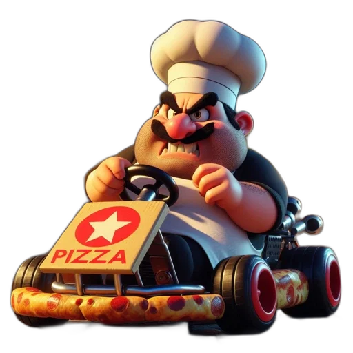 car, weapon, concept art, 3d render, animated, chef, character, drives transparent PNG cut-out