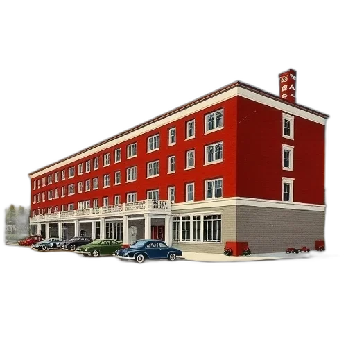 building, 3d render, photorealistic, concept art, vintage, postcard, featuring, color transparent PNG cut-out