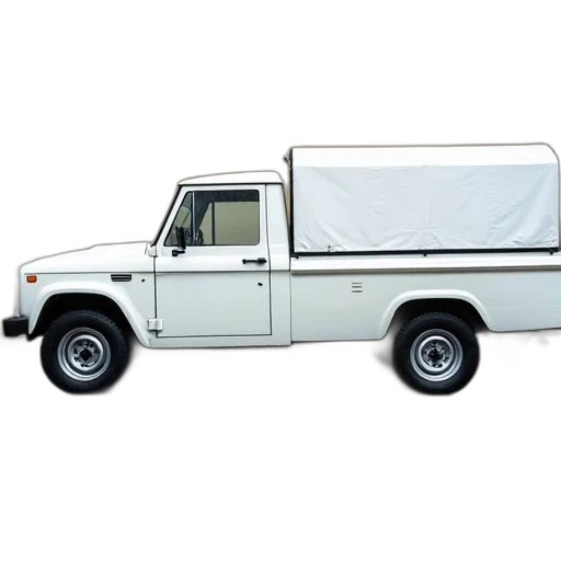 car, 3d render, photorealistic, concept art, white, pickup, truck, covered transparent PNG cut-out