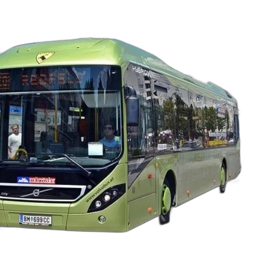 3d render, photorealistic, concept art, green, hybrid, bus, word, side transparent PNG cut-out