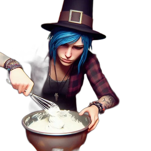 food, hat, fantasy art, concept art, 3d render, photorealistic, blue, halloween-decorated transparent PNG cut-out
