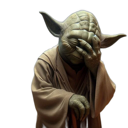 mask, face, photorealistic, concept art, yoda, contemplative, pose, futuristic transparent PNG cut-out