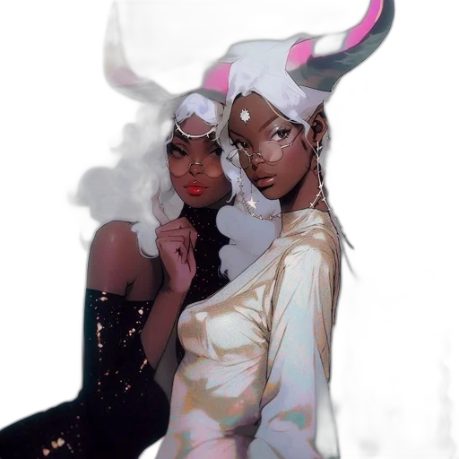 mask, fantasy art, concept art, anime, pixel art, two, mystical, women transparent PNG cut-out