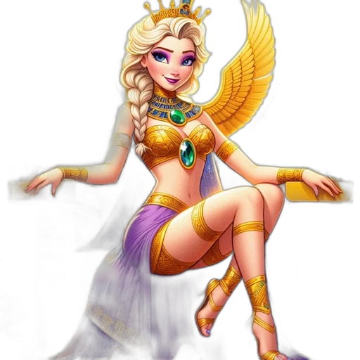 fantasy art, concept art, pixel art, comic book art, golden, egyptian, goddess, figure transparent PNG cut-out