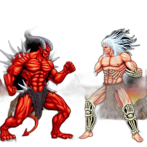 concept art, comic book art, fantasy art, pixel art, red, arcade, fighting, game transparent PNG cut-out
