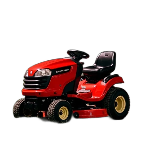 car, photorealistic, 3d render, red, lawn, mower, black, seat transparent PNG cut-out