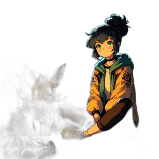 dragon, staff, mask, jacket, concept art, pixel art, fantasy art, anime transparent PNG cut-out
