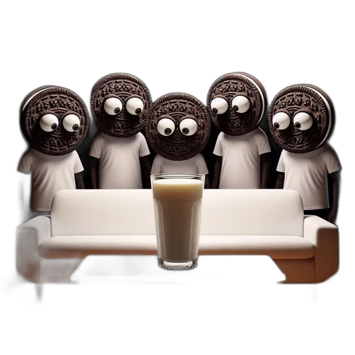 robot, 3d render, concept art, cartoon, room, filled, cookies, eyes transparent PNG cut-out