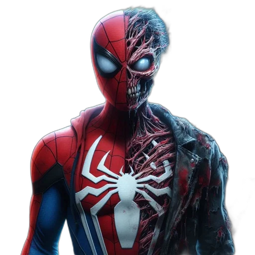 mask, face, comic book art, concept art, 3d render, photorealistic, atypical, spider-man transparent PNG cut-out