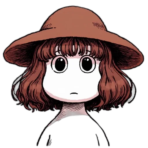 hat, face, hair, creature, anime, cartoon, watercolor, concept art transparent PNG cut-out