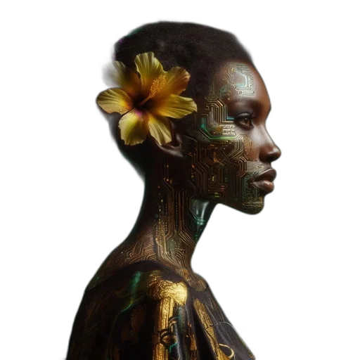 flower, crown, face, mask, photorealistic, concept art, oil painting, watercolor transparent PNG cut-out