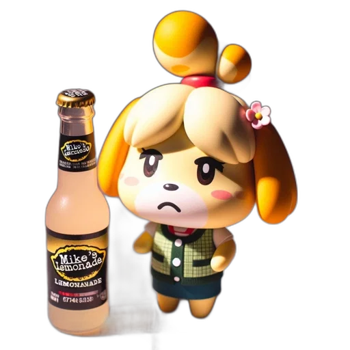 bottle, food, animal, weapon, 3d render, pixel art, concept art, golden transparent PNG cut-out