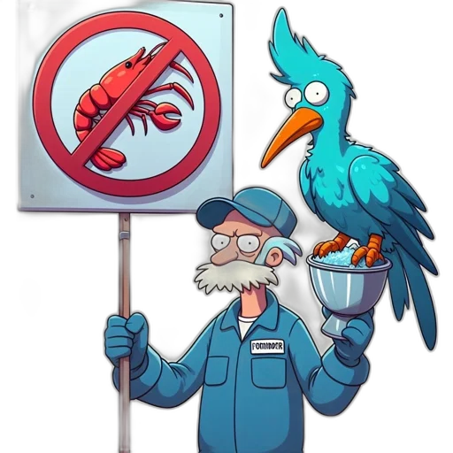 staff, cartoon, concept art, blue, bird, sits, silver, bowl transparent PNG cut-out
