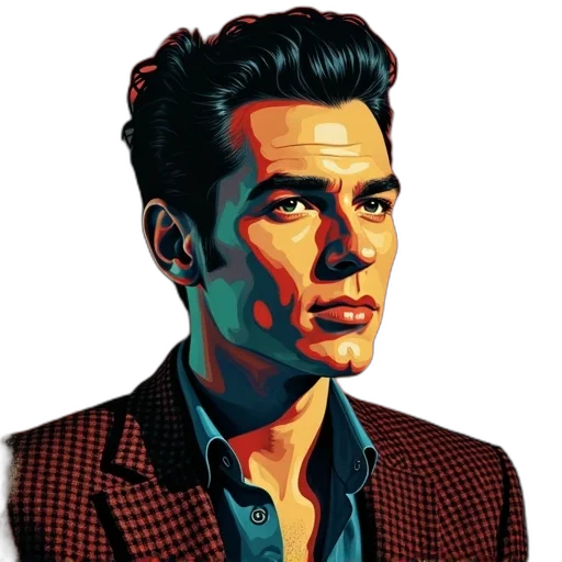 face, jacket, robot, comic book art transparent PNG cut-out
